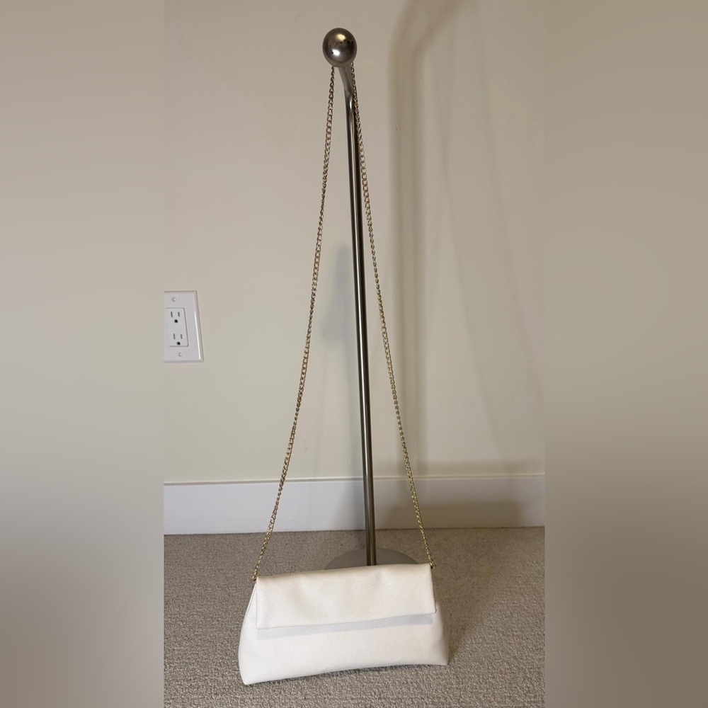 Ardene White Shoulder Bag with Gold Chain